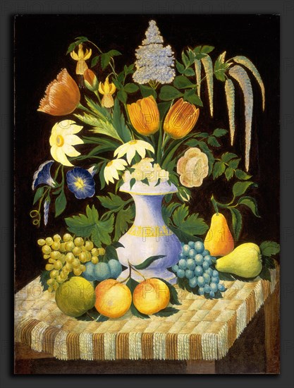 American 19th Century, Flowers and Fruit, c. 1870, oil on canvas