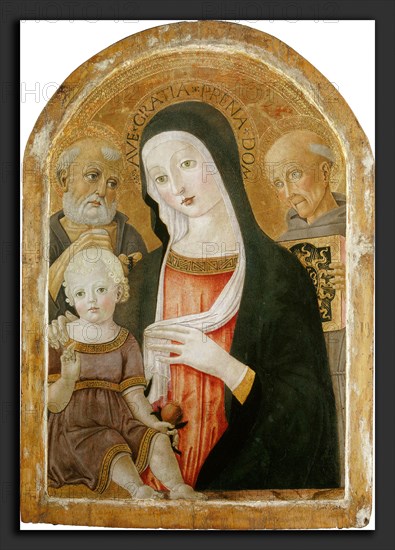 Benvenuto di Giovanni, Madonna and Child with Saint Jerome and Saint Bernardino of Siena, Italian, 1436 - before 1517, c. 1480-1485, tempera on panel