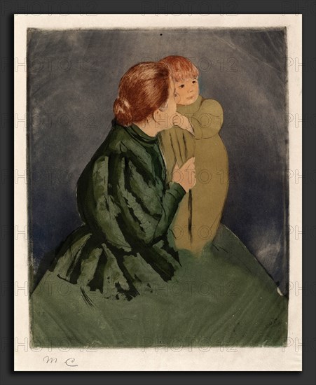 Mary Cassatt, Peasant Mother and Child, American, 1844 - 1926, c. 1894, drypoint and aquatint in color
