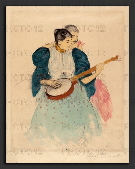 Mary Cassatt, The Banjo Lesson, American, 1844 - 1926, c. 1893, color drypoint and aquatint with monotype inking