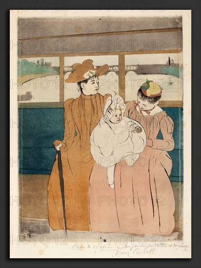 Mary Cassatt (American, 1844 - 1926), In the Omnibus, 1890-1891, drypoint and aquatint on laid paper