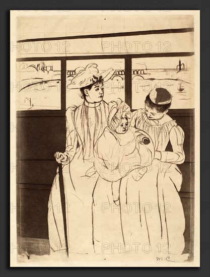 Mary Cassatt, In the Omnibus, American, 1844 - 1926, c. 1891, soft-ground etching, drypoint, and aquatint in black