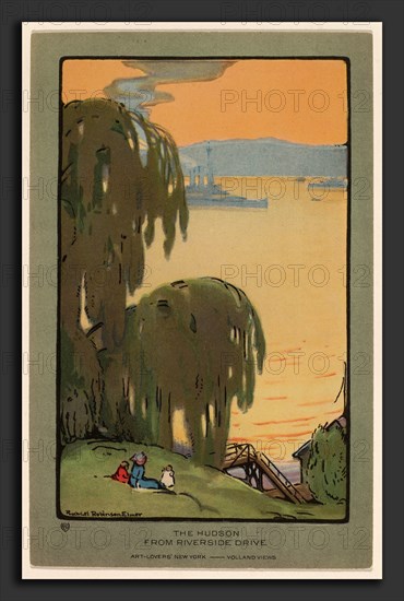 Rachael Robinson Elmer, The Hudson from Riverside Drive, American, 1878 - 1919, 1914, halftone offset lithograph