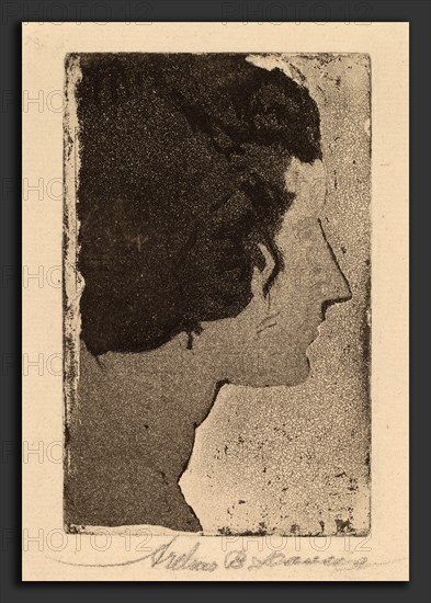 Arthur B. Davies, Profile, American, 1862 - 1928, 1919, softground etching with aquatint in black on laid paper