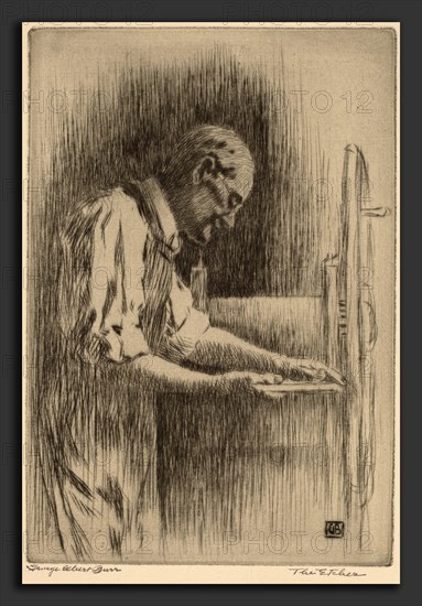 George Elbert Burr, The Etcher, American, 1859 - 1939, c. 1919, drypoint in greenish-black on laid paper