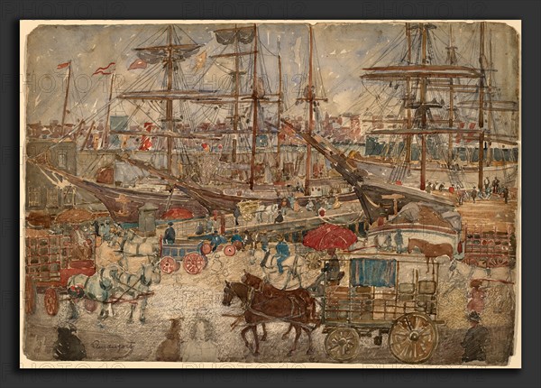 Maurice Brazil Prendergast, Docks, East Boston, American, 1858 - 1924, 1900-1904, watercolor and graphite on wove paper