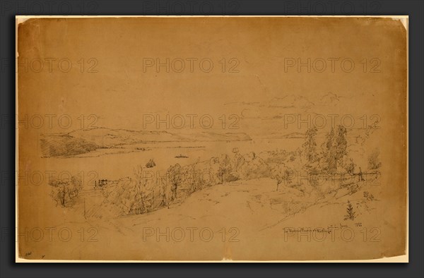 Jasper Francis Cropsey, The Hudson River at Hastings, American, 1823 - 1900, 1885, graphite on wove paper