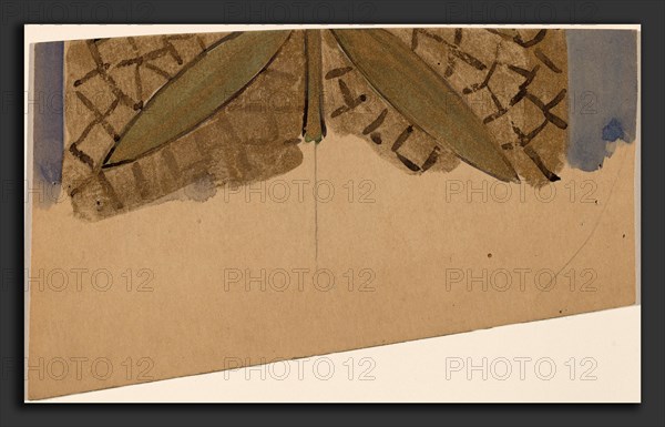 Charles Sprague Pearce, Study for a Border Design [recto], American, 1851 - 1914, 1890-1897, watercolor, gold paint, and graphite on tan wove paper