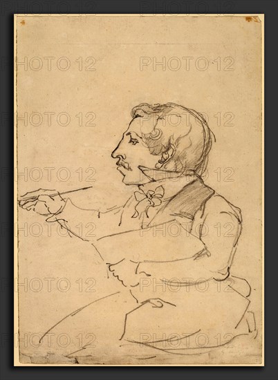 Emanuel Gottlieb Leutze, Eastman Johnson Sketching, American, 1816 - 1868, c. 1849-1851, graphite and touches of black chalk on wove paper