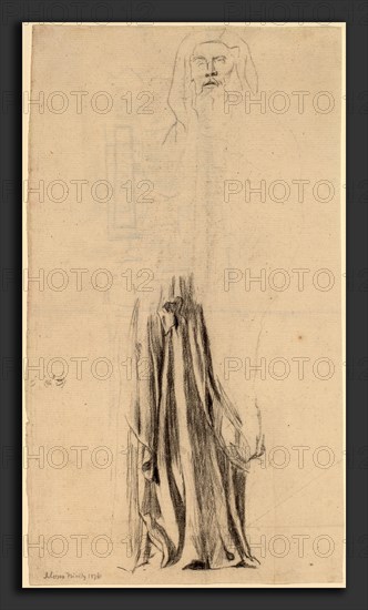 John La Farge, Study for Moses - Trinity Church, Boston, American, 1835 - 1910, 1876, charcoal on laid paper
