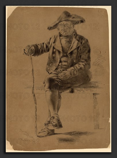 Alfred Cornelius Howland, The Old Soldier - Berncastel, American, 1838 - 1909, 1861-1862, graphite on brown wove paper
