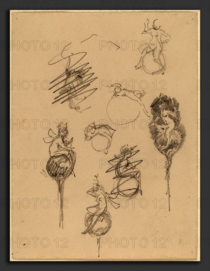 Beatrice Godwin Whistler, Studies for Jewelry Designs [recto], British, 1857 - 1896, late 19th century, graphite on an envelope of laid paper