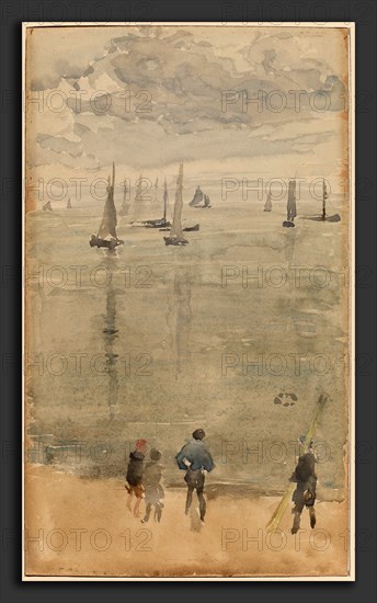 James McNeill Whistler, Violet, The Return of the Fishing Boats, American, 1834 - 1903, c. 1885, watercolor on paperboard