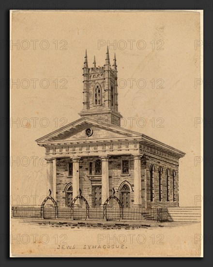 Alexander Jackson Davis, Jewish Synagogue, N.C., American, 1803 - 1892, pen and black ink with gray wash