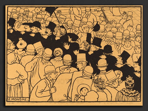 Félix Vallotton, Le MonÃ´me (Parading through the Streets in Single File), Swiss, 1865 - 1925, 1893, lithograph on yellow wove paper