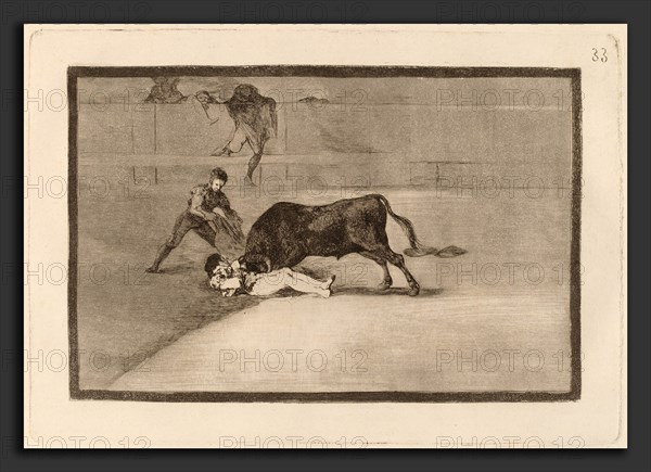 Francisco de Goya, La desgraciada muerte de Pepe Illo en la plaza de Madrid (The Unlucky Death of Pepe Illo in the Ring at Madrid), Spanish, 1746 - 1828, in or before 1816, etching, burnished aquatint, drypoint and burin [first edition impression]