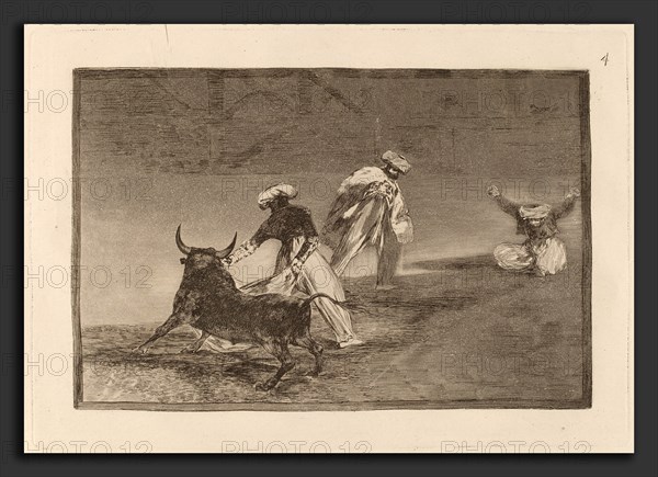 Francisco de Goya, Capean otro encerrado  (They Play Another with the Cape in an Enclosure), Spanish, 1746 - 1828, in or before 1816, etching, burnished aquatint, drypoint and burin [first edition impression]