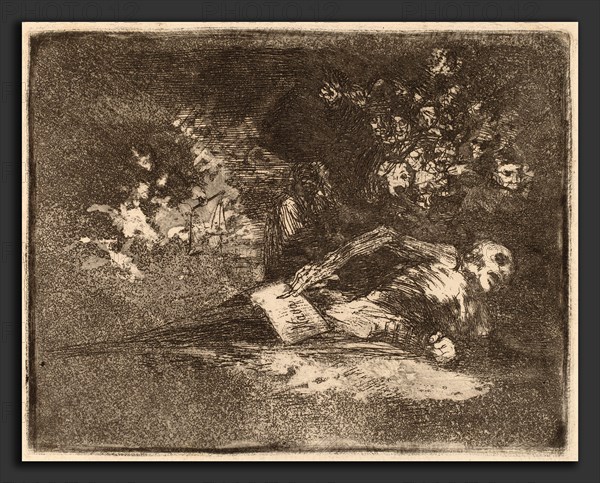 Francisco de Goya, Nada (Nothing), Spanish, 1746 - 1828, 1810-1820, etching, burnished aquatint and lavis