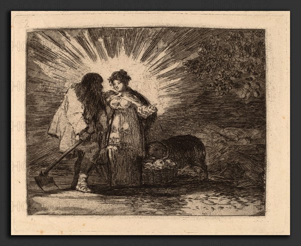 Francisco de Goya, Esto es lo verdadero (This Is the Truth), Spanish, 1746 - 1828, 1810-1820, etching, aquatint, drypoint, burin and burnisher in umber on laid paper [trial proof printed posthumously by Lefort and-or in the Calcografia c.1870)