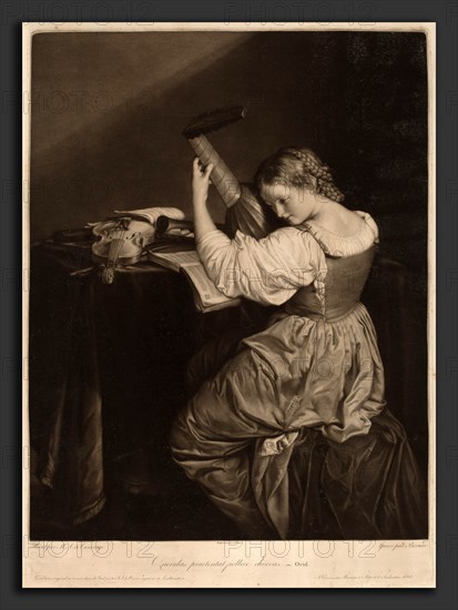 Johann Bernard after Orazio Gentileschi (formerly Caravaggio) (Austrian, 1784 - after 1821), Querulas praetentat pollice cordas (The Lute Player), 1802, mezzotint on wove paper