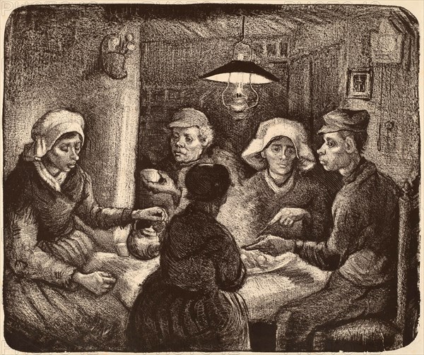 Vincent van Gogh (Dutch, 1853 - 1890), Potato Eaters, 1885, lithograph in dark brown