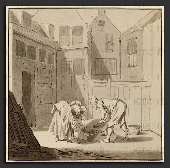 Cornelis Ploos van Amstel and Bernhard Schreuder after Jan Pietersz Saenredam (Dutch, 1726 - 1798), Hog Slaughterers, 1778, roulette and etching with burnishing