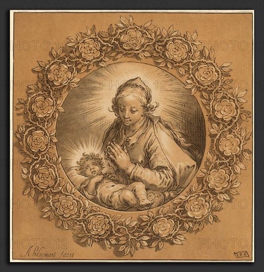 Cornelis Ploos van Amstel after Abraham Bloemaert (Dutch, 1726 - 1798), Madonna and Child, 1769, roulette, mezzotint and etching in shades of brown