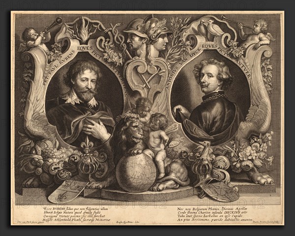 Paulus Pontius, after Sir Anthony van Dyck and Erasmus Quellinus II (Flemish, 1603 - 1658), Rubens and van Dyck, a Double Portrait, engraving on laid paper
