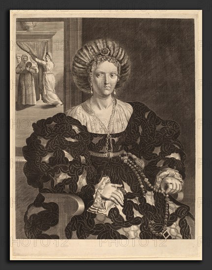 Pieter Holsteyn II after Correggio after Parmigianino (Dutch, c. 1614 - 1673), Isabella d'Este, engraving