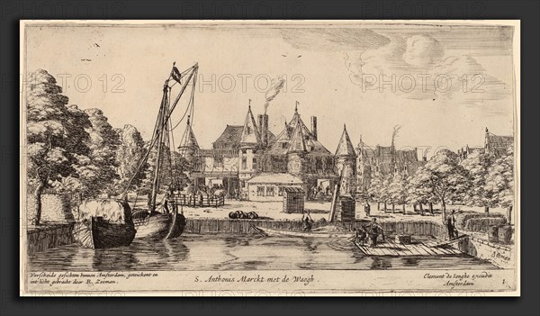 Reinier Zeeman (Dutch, 1624 - 1664), Nieuwmarkt with St. Anthoniswaag (S. Anthoni s Marckt met de Waegh), etching
