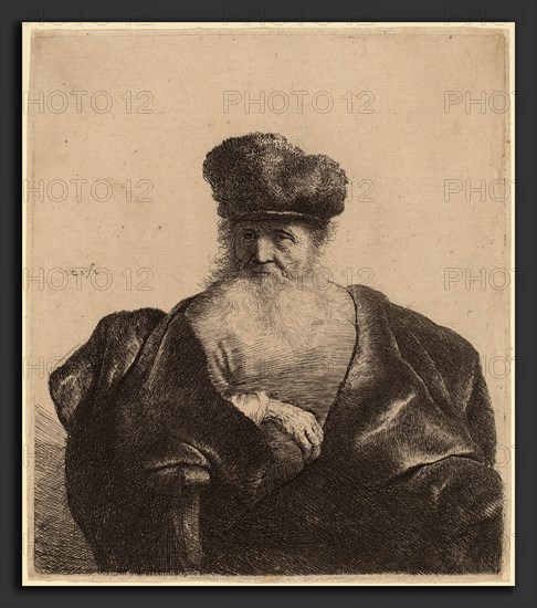 Rembrandt van Rijn (Dutch, 1606 - 1669), Old Man with Beard, Fur Cap, and Velvet Cloak, c. 1632, etching