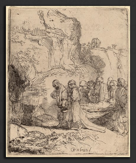 Rembrandt van Rijn (Dutch, 1606 - 1669), Christ Carried to the Tomb, c. 1645, etching, with touches of drypoint