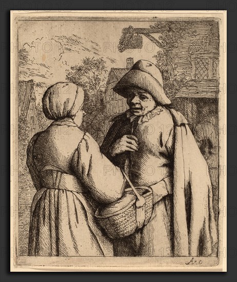 Adriaen van Ostade (Dutch, 1610 - 1685), Man and Woman Conversing, probably 1673, etching