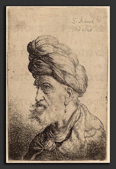 Salomon Koninck (Dutch, 1609 - 1656), Bust of a Man with a Turban Facing Left, 1638, etching and engraving on laid paper