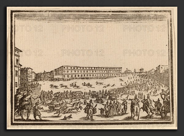 Edouard Eckman after Jacques Callot (Flemish, born c. 1600), Piazza Presso alla Porta al Prato, 1621, woodcut