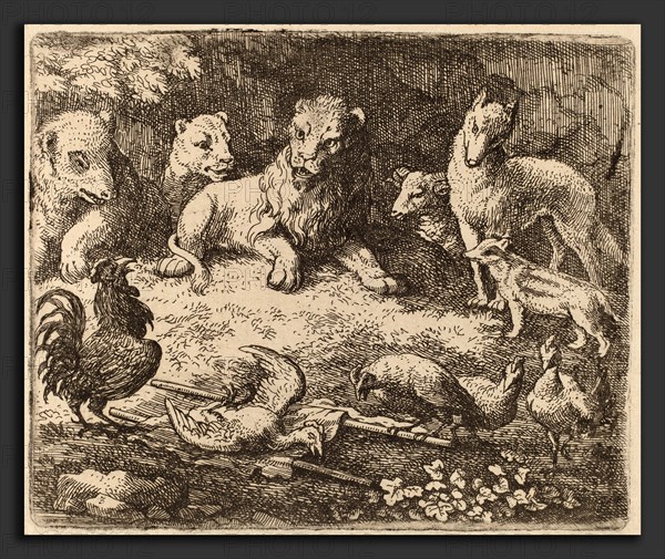 Allart van Everdingen (Dutch, 1621 - 1675), The Rooster Charges Reynard, probably c. 1645-1656, etching