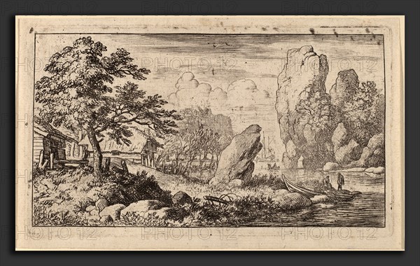 Allart van Everdingen (Dutch, 1621 - 1675), Pointed Boulder at the Bank of a River, probably c. 1645-1656, etching with engraving