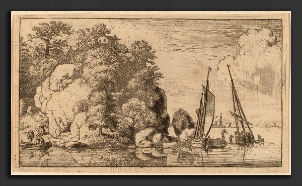 Allart van Everdingen (Dutch, 1621 - 1675), Two Boats on a Wide River, probably c. 1645-1656, etching