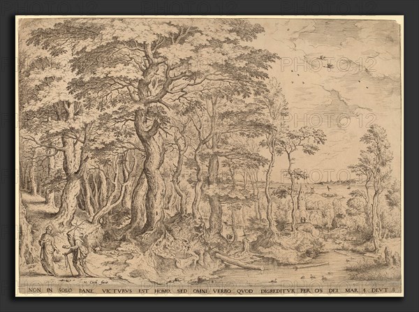 Hieronymus Cock after Pieter Bruegel the Elder (Flemish, c. 1510 - 1570), Landscape with the Temptation of Christ, etching