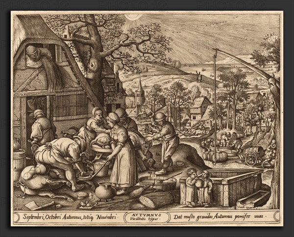 Pieter van der Heyden after Hans Bol (Flemish, active c. 1551-1572), Autumn, published 1570, engraving on laid paper
