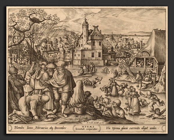 Pieter van der Heyden after Hans Bol (Flemish, active c. 1551-1572), Winter, engraving