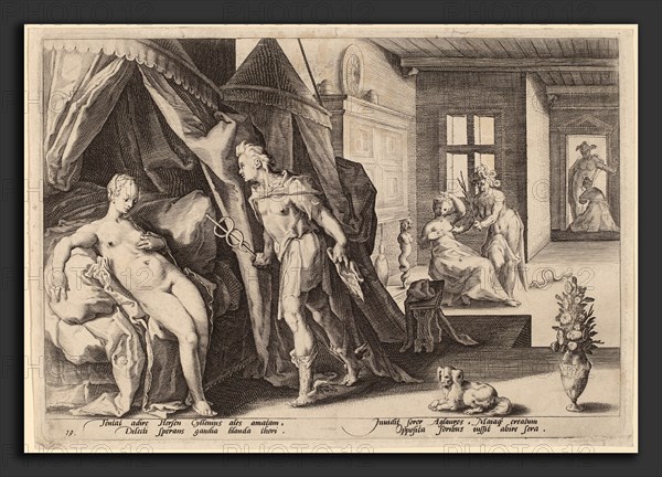 Dutch 16th Century after Hendrik Goltzius, Mercury Entering Herse's Room, 1590, engraving on laid paper