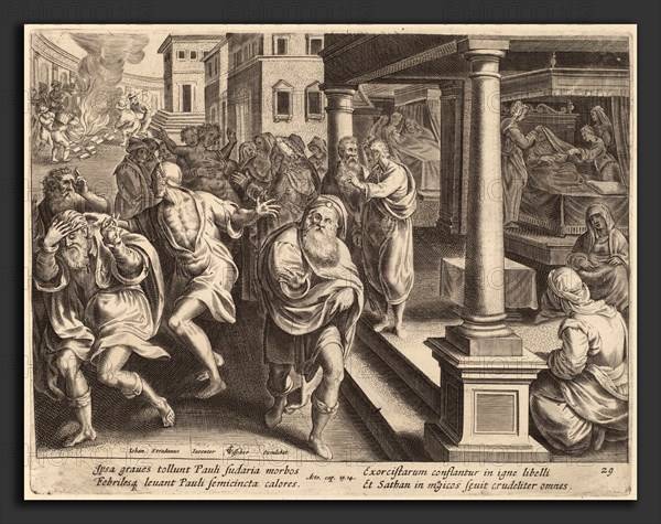 Philip Galle after Jan van der Straet (Flemish, 1537 - 1612), Saint Paul Driving Out Evil Spirits, engraving