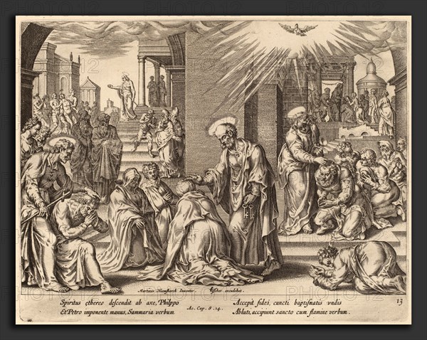 Philip Galle after Maerten van Heemskerck (Flemish, 1537 - 1612), The People of Samaria Receive the Word of God, engraving