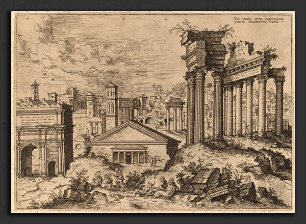 Hieronymus Cock (Flemish, c. 1510 - 1570), View of the Forum from the Base of the Capitol, probably 1550, etching on laid paper