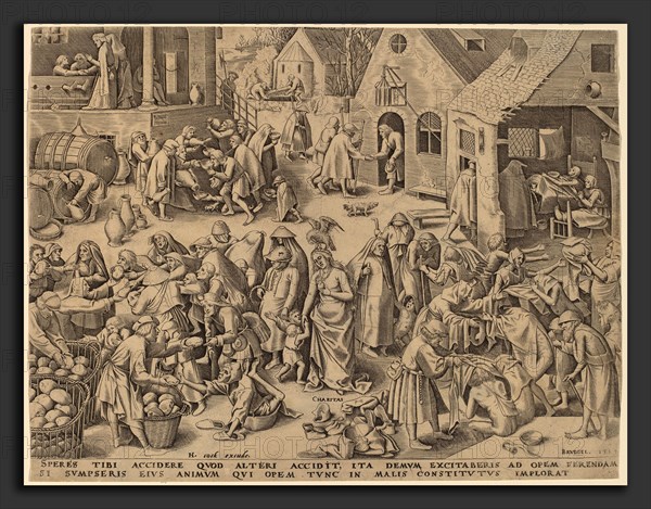 Attributed to Philip Galle after Pieter Bruegel the Elder (Flemish, 1537 - 1612), Charity [recto], published 1559, engraving