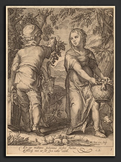 Jan Pietersz Saenredam after Hendrik Goltzius (Dutch, 1565 - 1607), Autumn, 1601, engraving