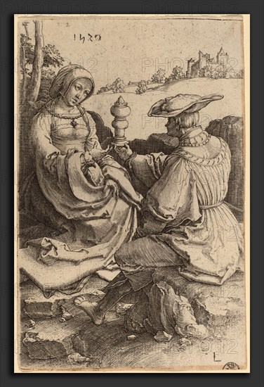 Lucas van Leyden (Netherlandish, 1489-1494 - 1533), A Nobleman and a Lady Seated in a Landscape, 1520, engraving