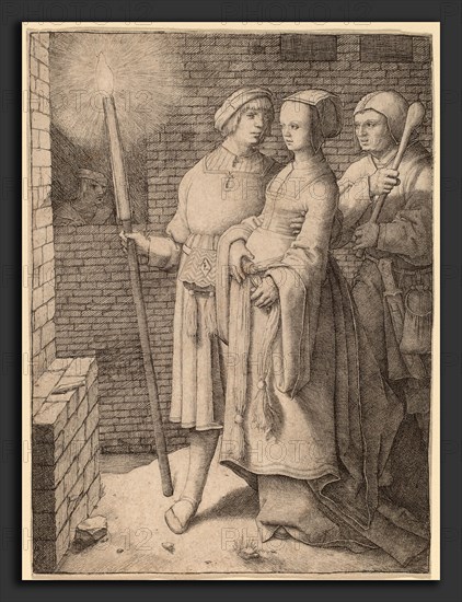 Lucas van Leyden (Netherlandish, 1489-1494 - 1533), The Man with the Torch and a Woman Followed by a Fool, c. 1508, engraving