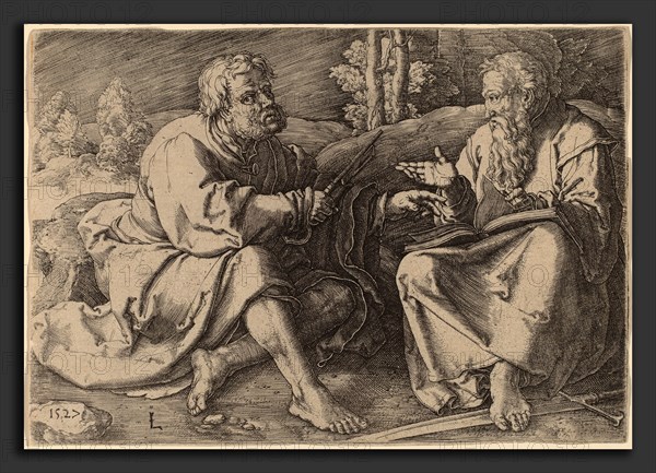 Lucas van Leyden (Netherlandish, 1489-1494 - 1533), Saints Peter and Paul Seated in a Landscape, 1527, engraving